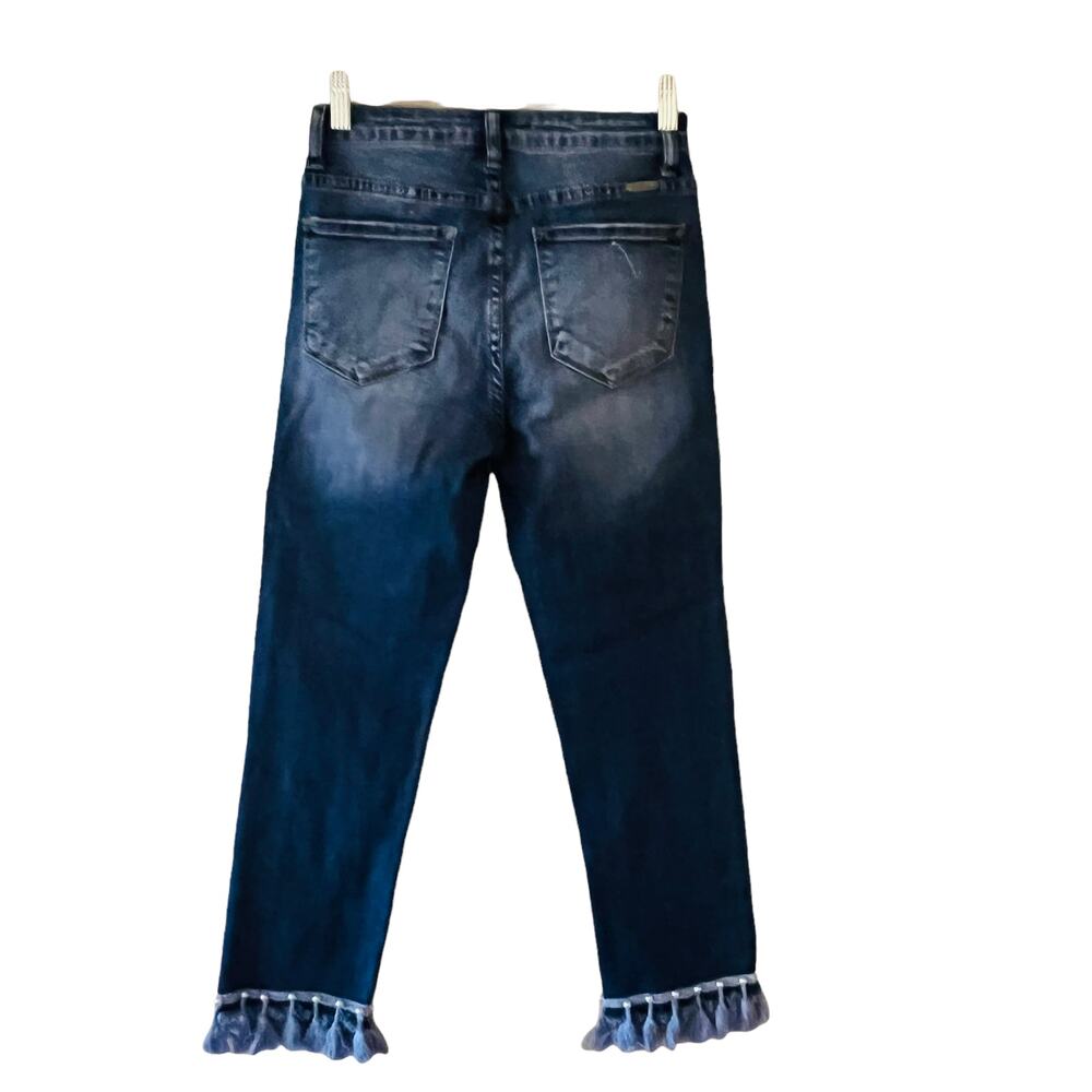Kancan Tassel Hem Mid Rise Slim Straight Leg Jeans Size 26 - Picture 2 of 8